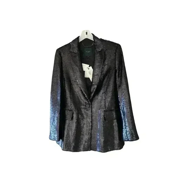 NWT Ted Baker Black Millei Matte Sequin Relaxed Fit Blazer Size 1/4 - Picture 6 of 13